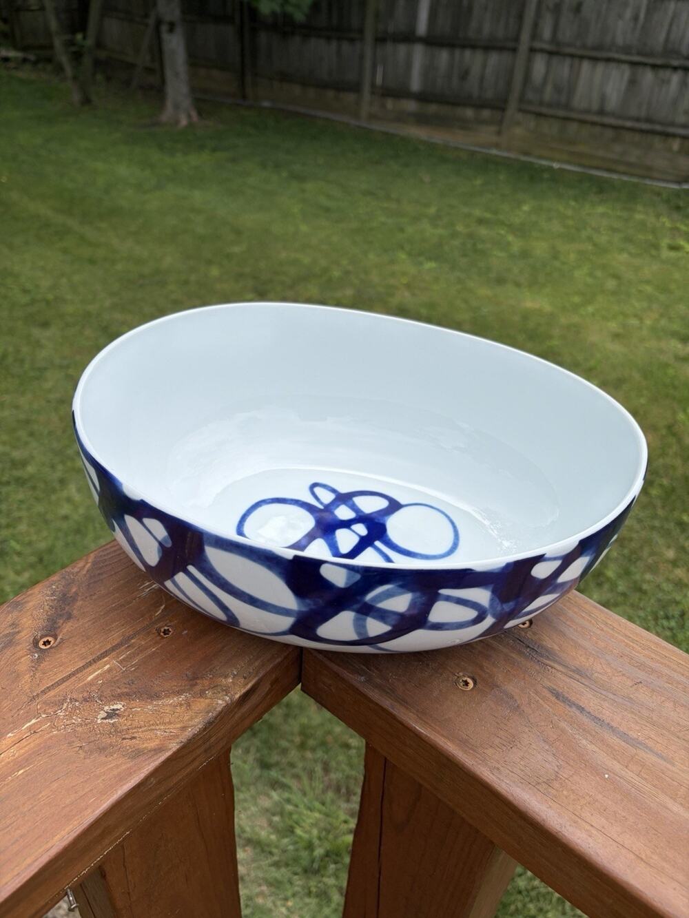 Paola Navone Como Swirl Large Oval Serving Bowl 11.5” Portugal Crate & Barrel